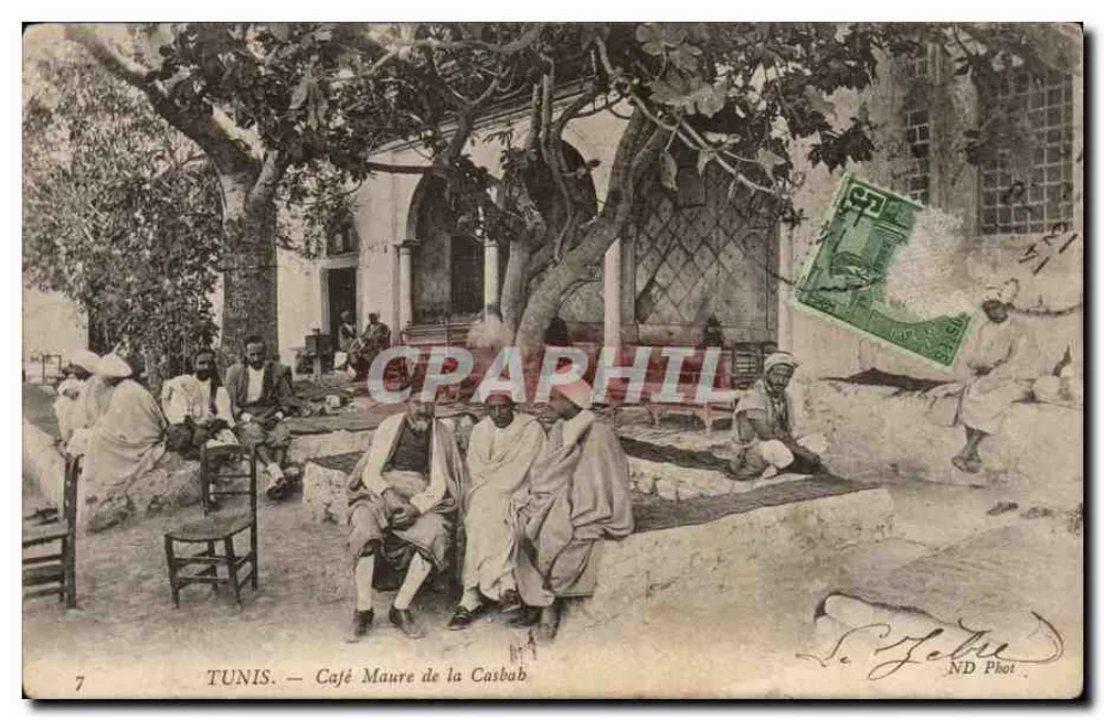 TUNIS. — Maurener Café in der Kasbah — Le Zellu, ND Fotografie - Vorderseite