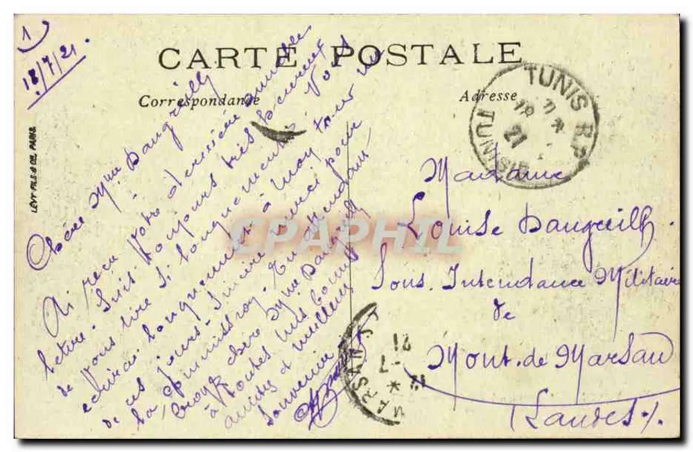TUNIS — Avenue Jules-Ferry und der Golf — LL - Rückseite