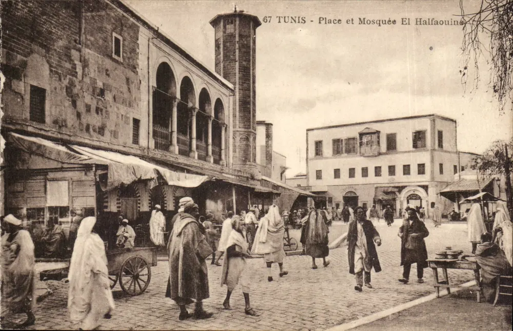 Tunis - Platz und Moschee El Halfaouine — unbekannter Verlag, Seriennummer 67 - Vorderseite