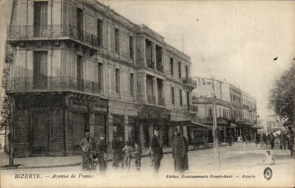 BIZERTE. — Avenue de France. — Edition Etablissements Orosdi-Back. - Vorderseite