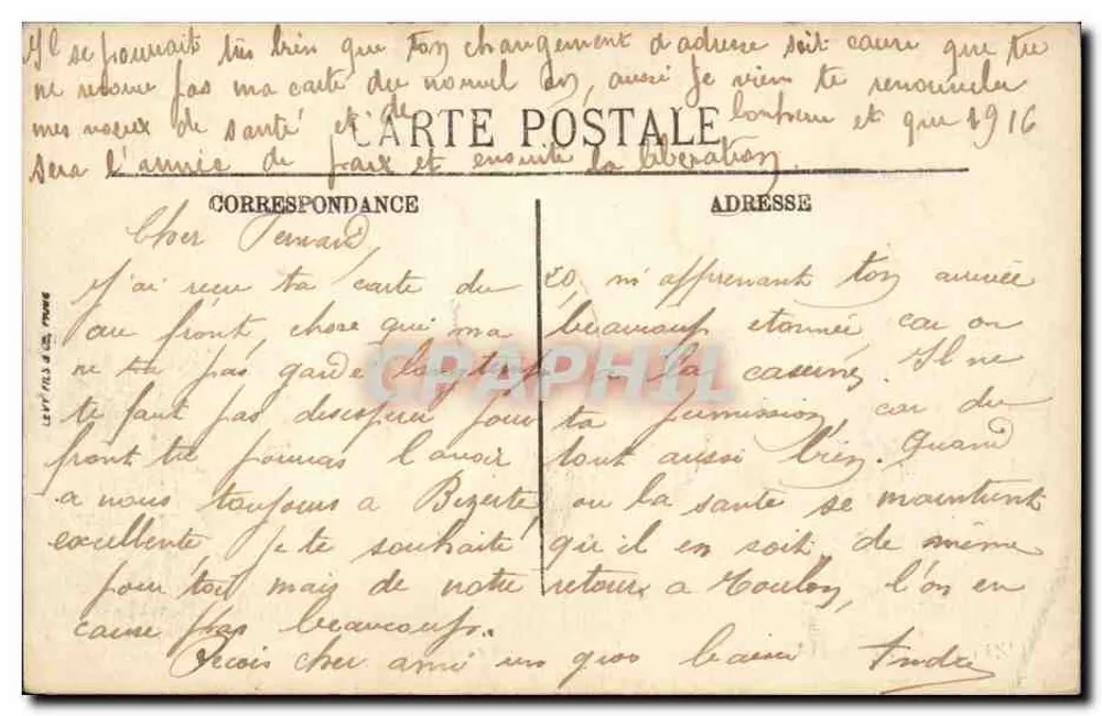 BIZERTE. — Avenue de France. — Edition Etablissements Orosdi-Back. - Rückseite