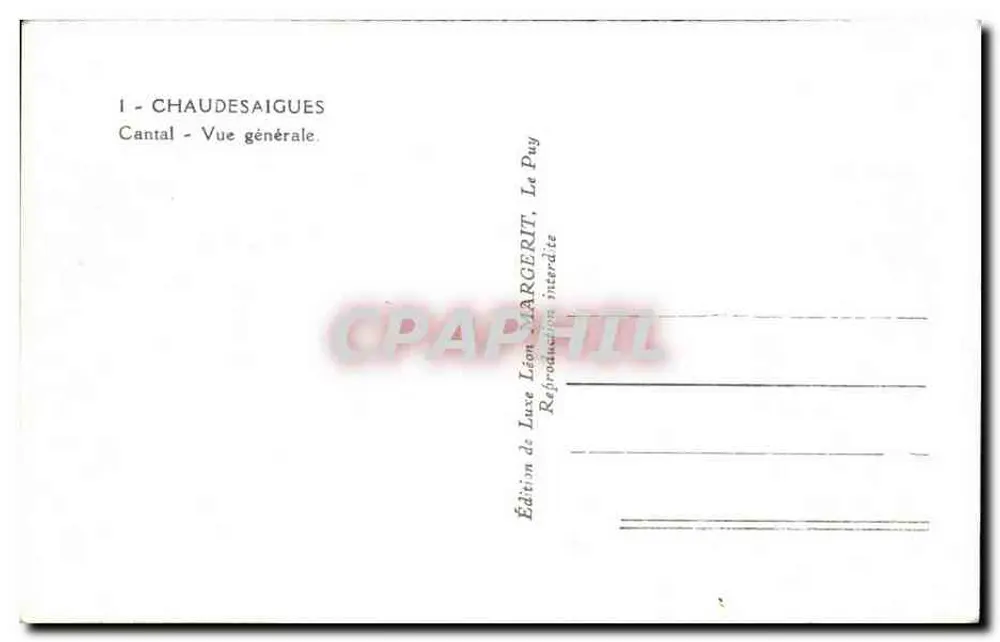 Chaudesaigues — Vista geral — Edição de Léon LARGERIT - Verso