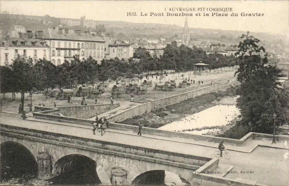 Brücke Bourbon und Place du Gravier — Pittoreske Auvergne — Pierre Malreux, Verlag Aurilliac - Vorderseite