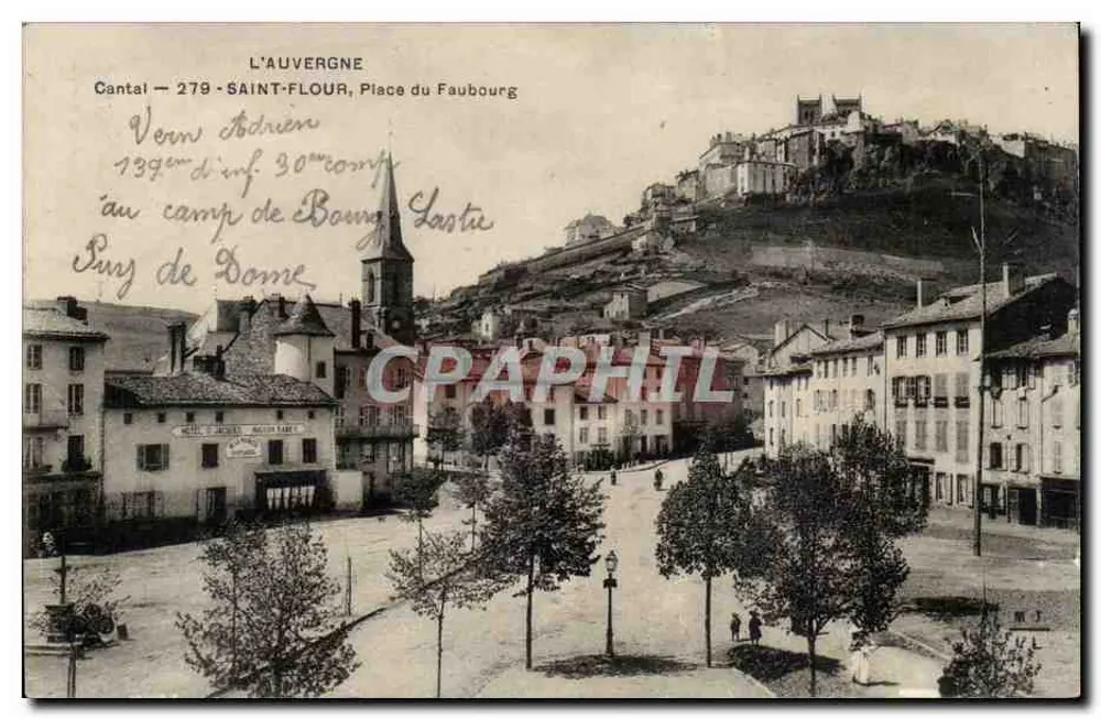Saint-Flour, Place du Faubourg — vista panorâmica — L'Auvergne, Cantal, n°279 - Frente