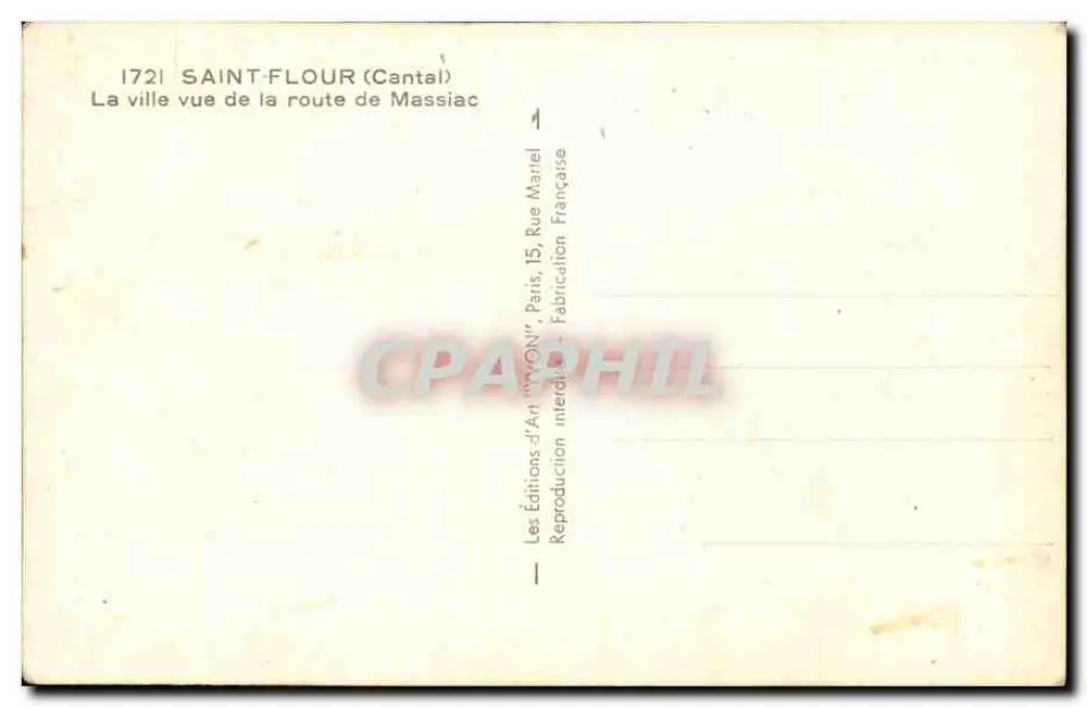 Saint-Flour (Cantal) — Blick von der Straße nach Massiac — Les Éditions d'Art 'WON', Paris - Rückseite