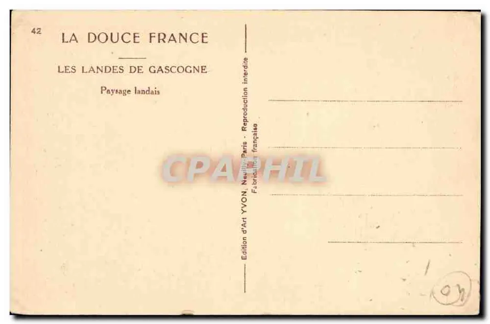 Les Landes de Gascogne — Paisagem landaise — Edição de Arte YVON - Verso