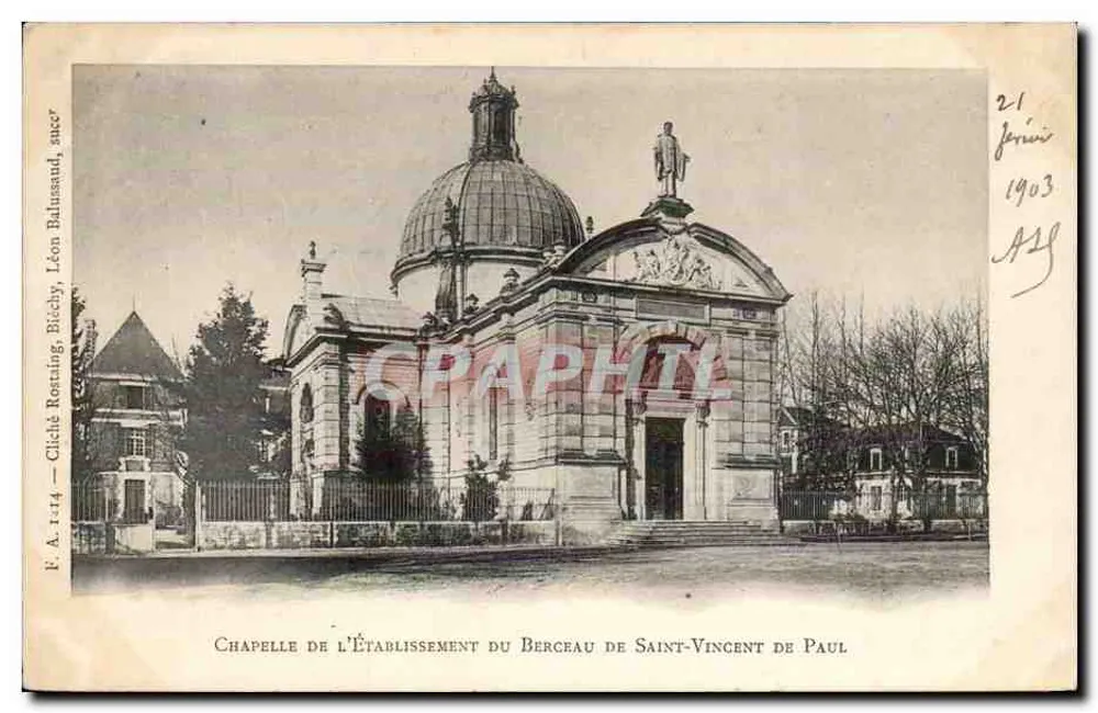 Kapelle des Gründungs des Saint-Vincent de Paul — Fotografie von Léon Rausaud, Nr. 144 — datiert 21. Februar 1903 - Vorderseite