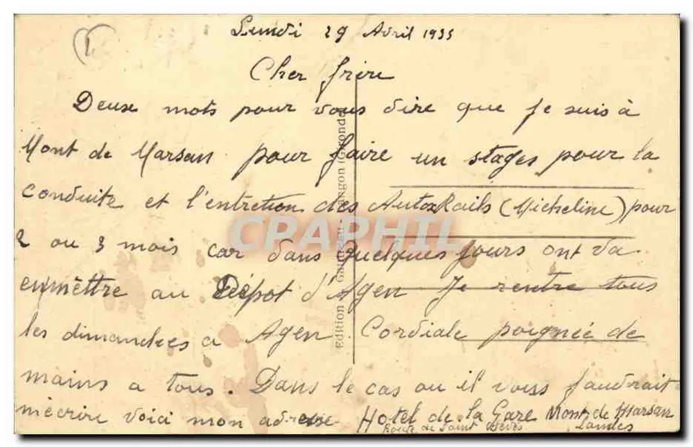 मॉंट-डे-मार्सान (लैंडेस) — प्रेफेक्चर — अज्ञात प्रकाशक, संख्या 1229 - पीछे