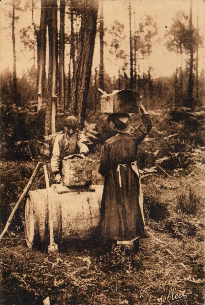 Auffüllen einer Edelsteinfässer — Die Landes de Gascogne — Phototypie Marcel Delboy - Vorderseite