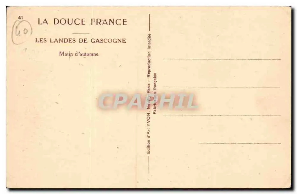 Die Landes von Gascony — Herbstmorgen — Édition d'Art YVON, Paris - Rückseite