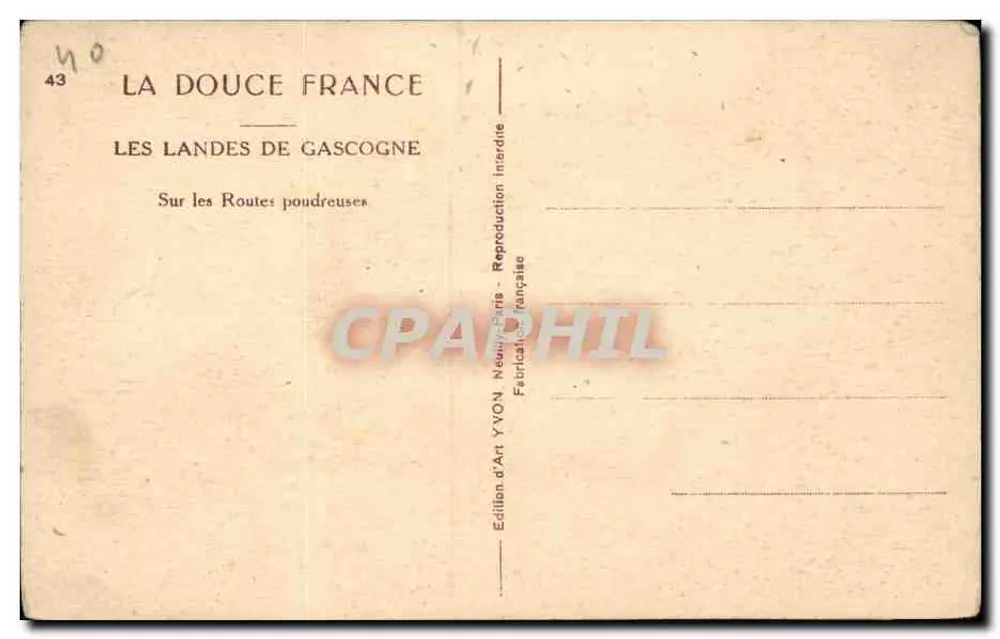 Die Landes von Gascony — Auf den Staubigen Wegen — Édition d'Art YVON - Rückseite