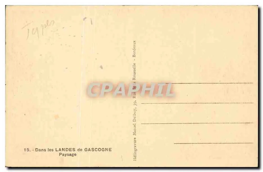 Paisagem nas Landes de Gascogne — Héliogravure — Héliegravure Marvel Deltoy, 29, Rue de la Rousselle, Bordeaux - Verso