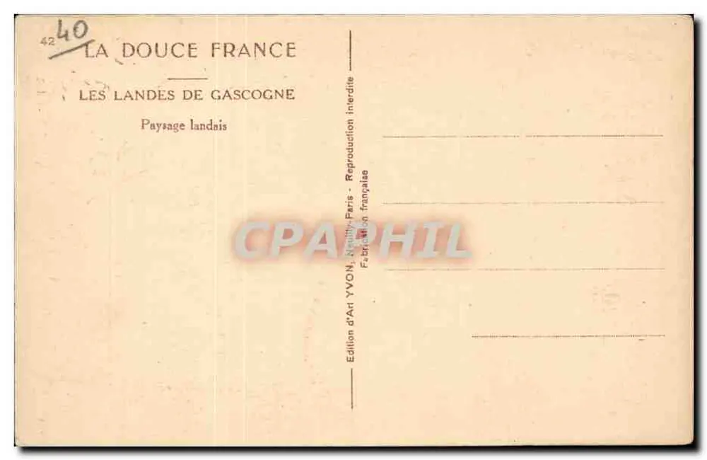 Les Landes de Gascogne — Landschaft der Landes — Édition d'Art YVON, Paris - Rückseite