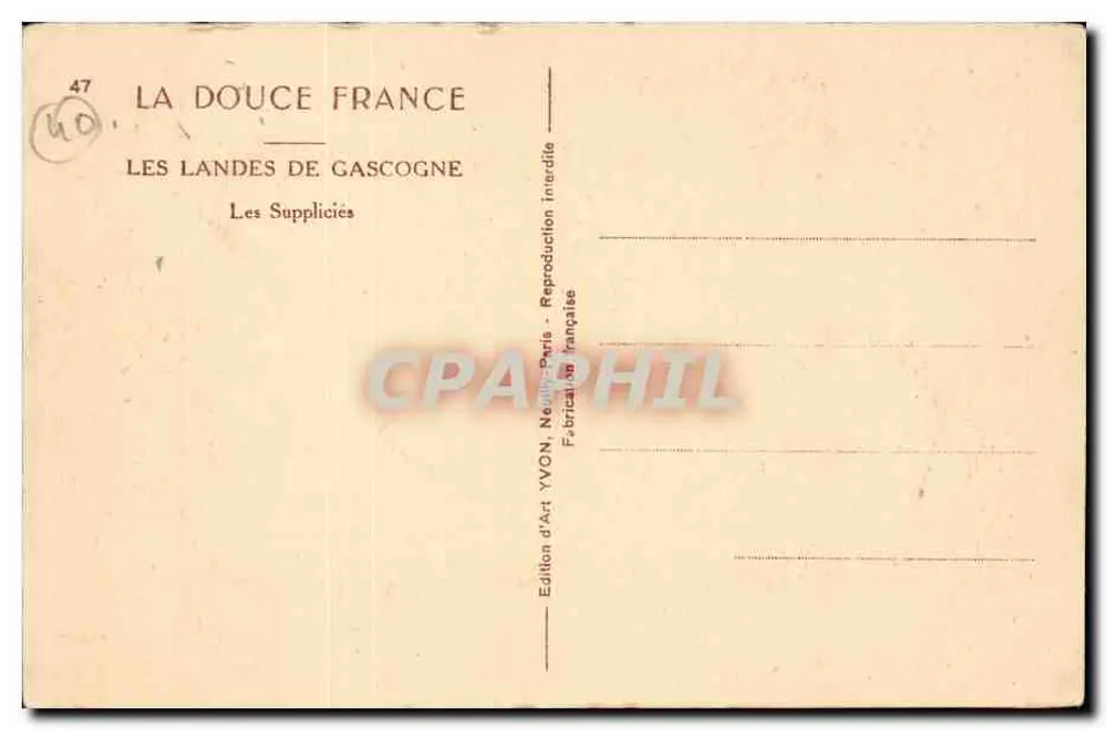 Die Landes de Gascogne — Die Opfer — Edition d'Art YVON, Paris - Rückseite