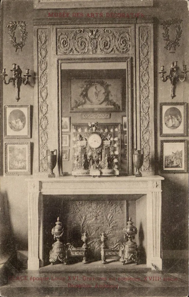 Raum im Musée des Arts Décoratifs — Zimmer mit Blättern, Louis XVI-Zeit, farbige Holzschnitte des 18. Jahrhunderts — B. Andenand - Vorderseite