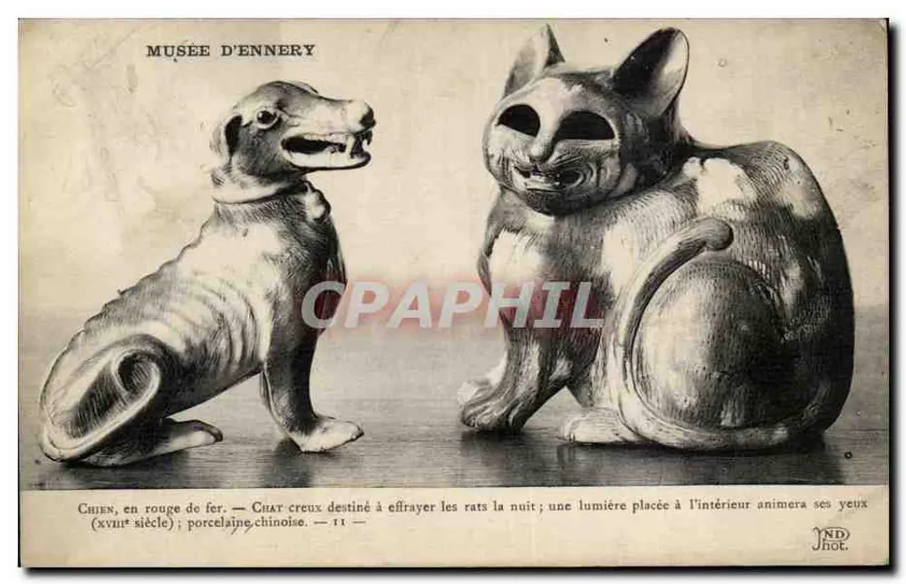 Musée d'Ennery — chinesische Hunde und Katzen aus Porzellan — JND Phot. - Vorderseite
