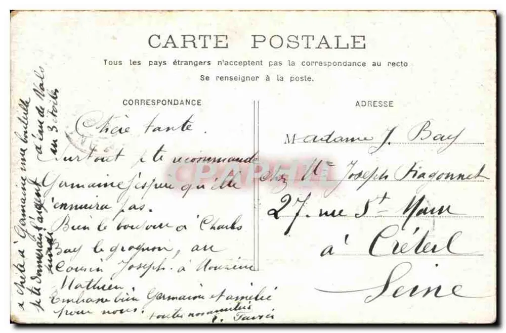 PARIS - A Madeleine — editor Cipiphon, número de série não visível - Verso