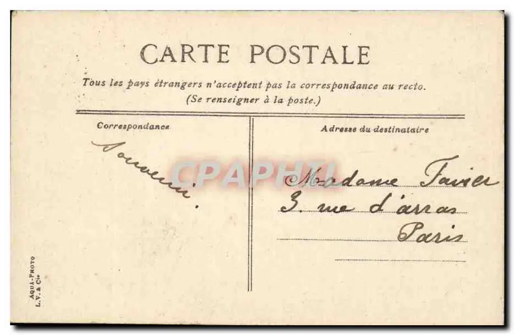 Paris, Quai und Hafen des Rathauses — 226 — Verlag AQUA-PHOTO L.Y. & Cie - Rückseite