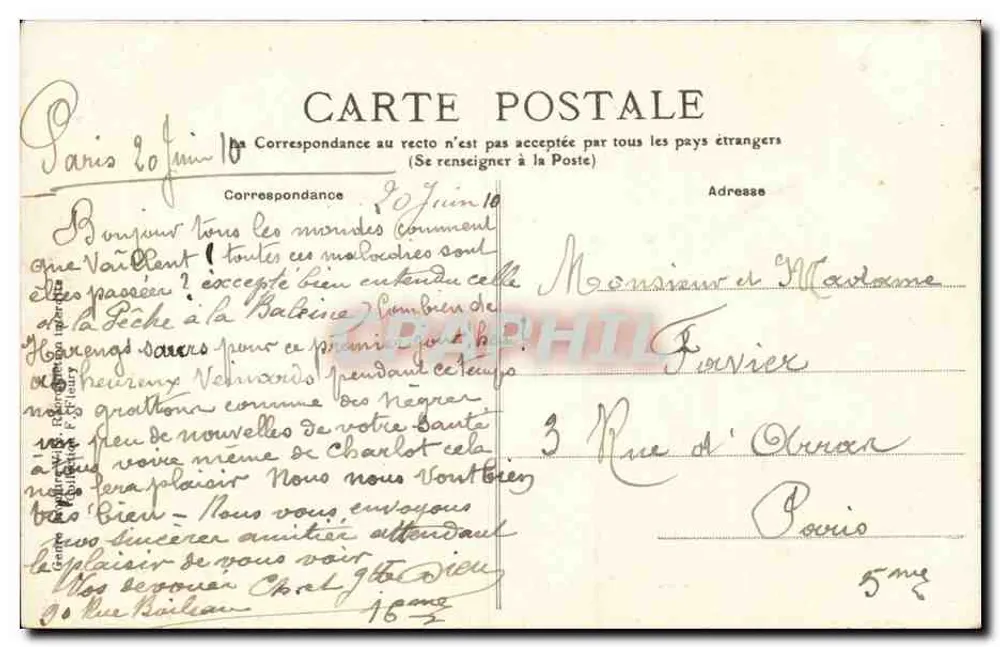 Bois de Boulogne — Jardin d'Acclimatation — Vogelpark — Verlag F. F. n°43 - Rückseite