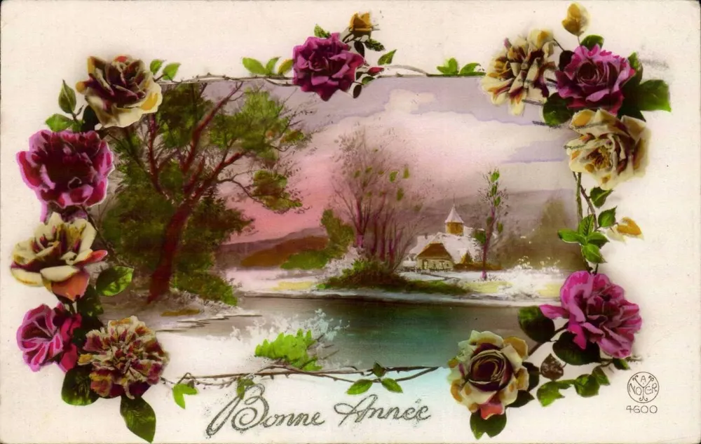 Winterlandschaft mit Dorf — 'Bonne Année' — R. A. M. Noyer, n° 4600 - Vorderseite