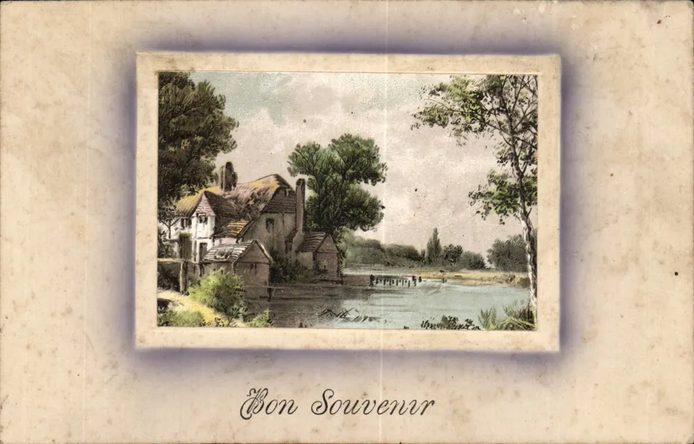 Mühle am Fluss — Bon Souvenir — unbekannter Verlag - Vorderseite