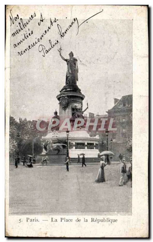 Paris — A Praça da República — Editor Petit Parisien, n°5 - Frente