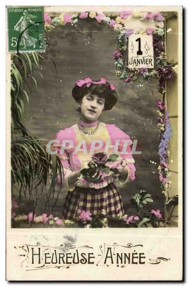 Junge Frau in einem rosa Kleid — 1. Januar — Verlag HRC - Vorderseite