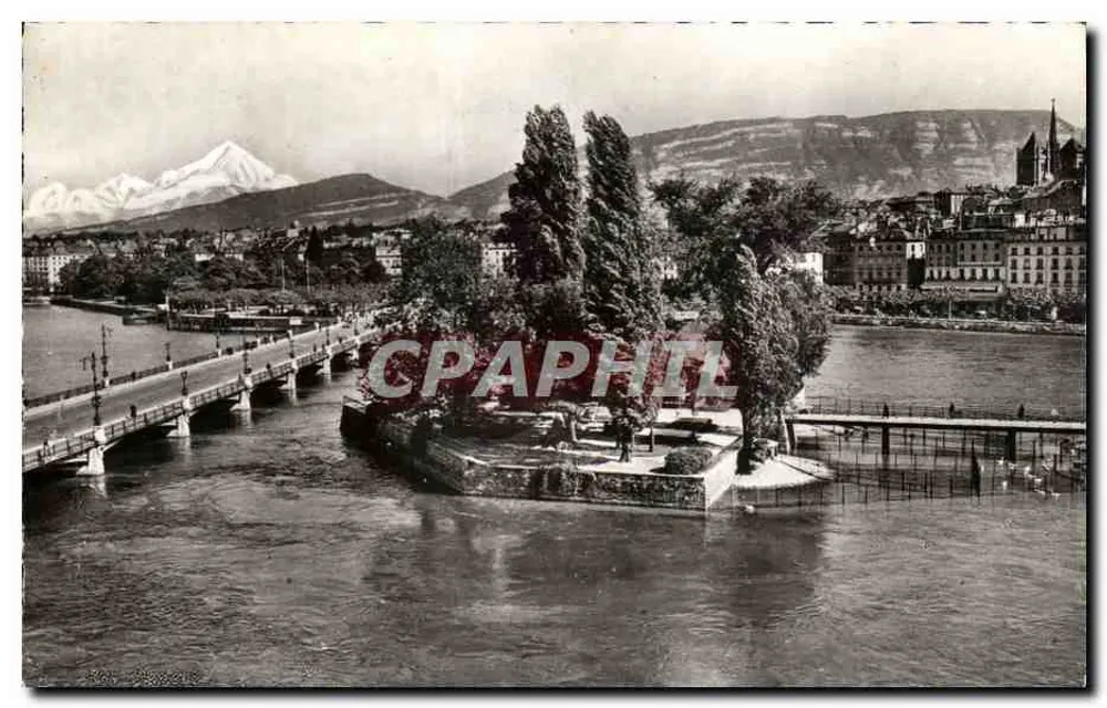Genf - Île Rousseau und Mont Blanc — C. SARTORI Fils, Genf - Vorderseite