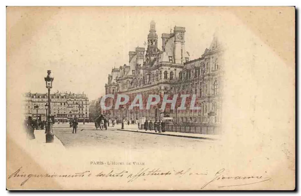 Paris - O Hotel de Ville — vista da praça, editor não identificado - Frente