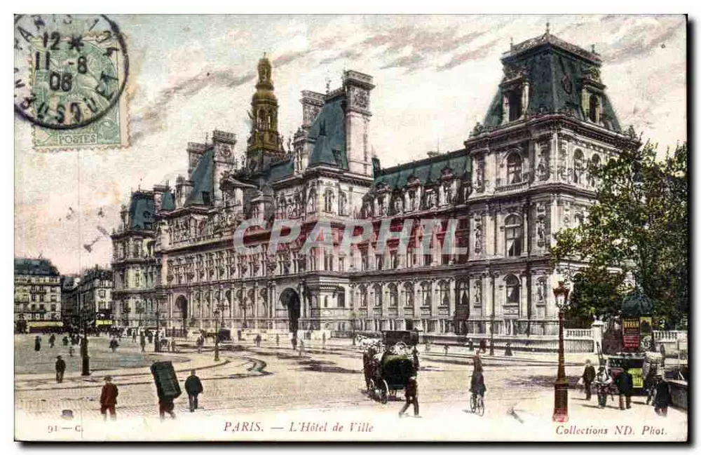 PARIS — O Hôtel de Ville — Coleções ND. Fot. - Frente