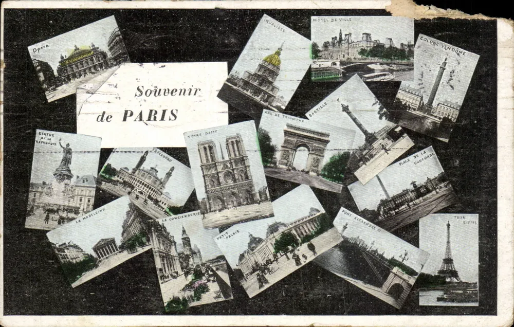 Herinnering aan PARIS — collage van typische uitzichten — onbekende uitgever - Voorkant
