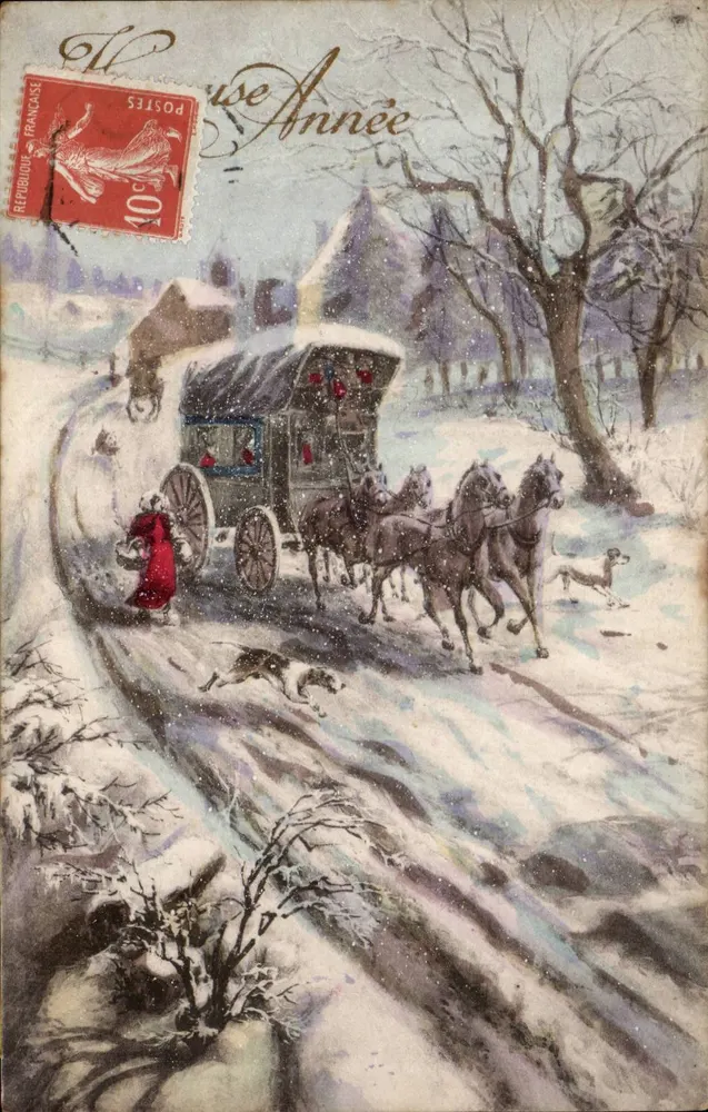 Châtaignier — Winterlandschaft mit Schlitten und Hunden — A. Brocheroux, Verleger, Paris - Serie 29 - Vorderseite
