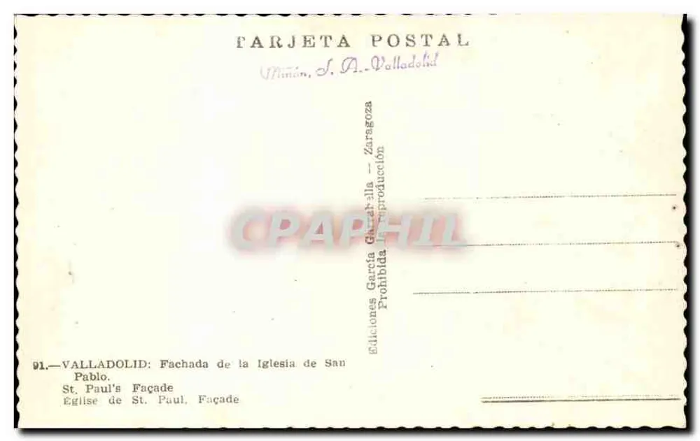 Valladolid — Fassade der Kirche San Pablo — Editions García García - Rückseite