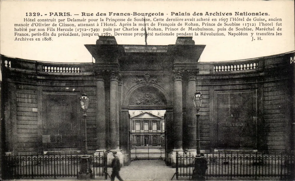 Paris - Rue des Francs-Bourgeois - Palais des Archives Nationales — L. Boisson, Verlag, 59, rue du Temple - Paris - Vorderseite