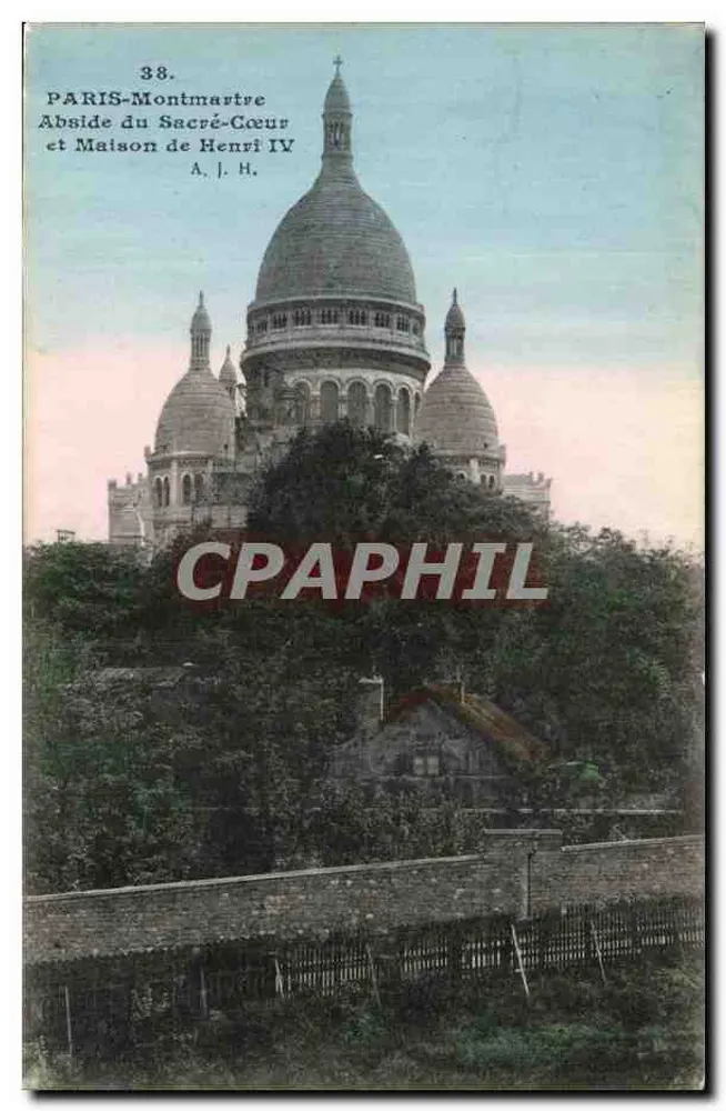 Paris-Montmartre — Apsis des Sacré-Cœur und Haus von Henri IV — A. J. H. - Vorderseite