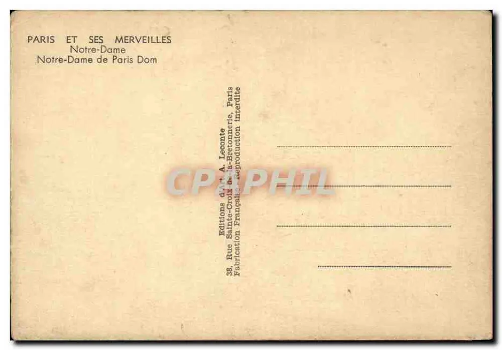Notre-Dame de Paris — vista da Seine — Editor A. Leconte - Verso