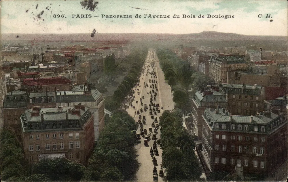 Paris — Panorama der Avenue du Bois de Boulogne — C.M. n°896 - Vorderseite