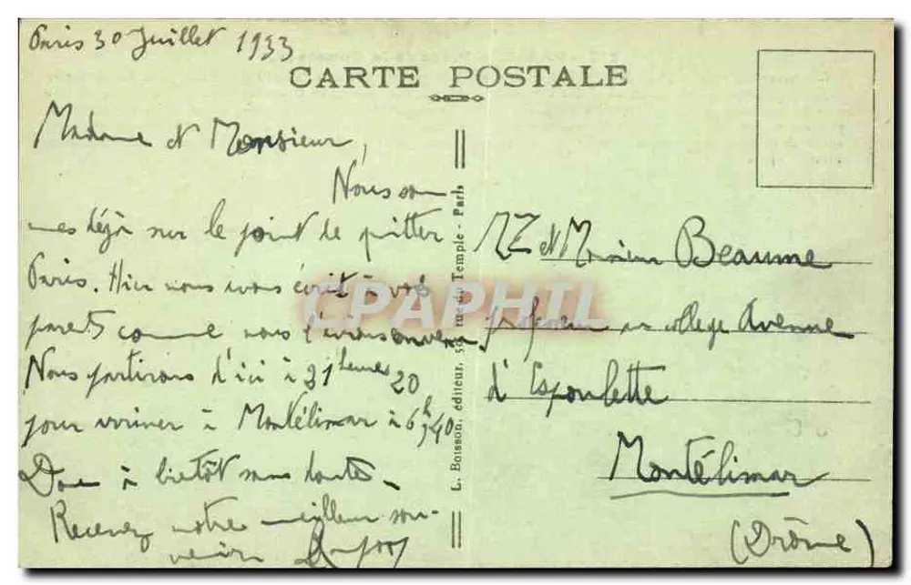 Paris — Place de la Concorde — L. Bonsson, editor, n° 517 - Verso