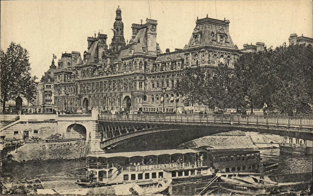 Paris - Das Rathaus und die Pont d'Arcole — E. Papeghin, 24, Rue des Petites-Écuries, Paris - Vorderseite