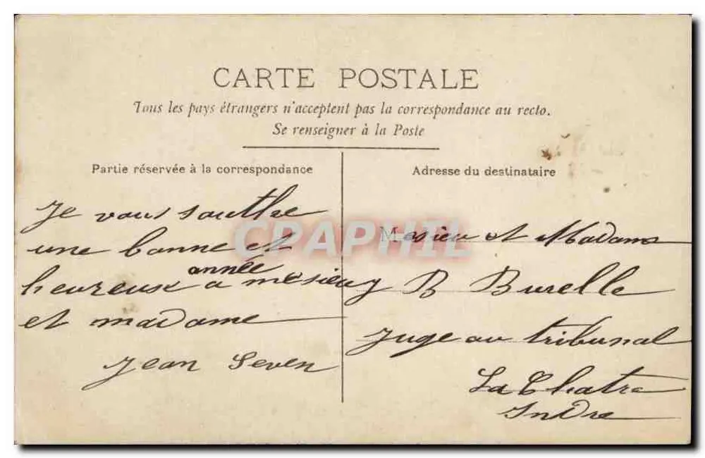 Mann im Anzug — mit Neujahrsgruß-Umschlag für den 1. Januar — J.P. PARIS n°4252 - Rückseite