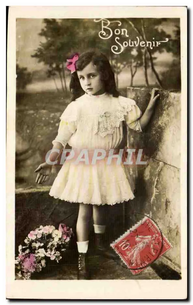 Mädchen in weißem Kleid — Bon Souvenir — unbekannter Verlag - Vorderseite