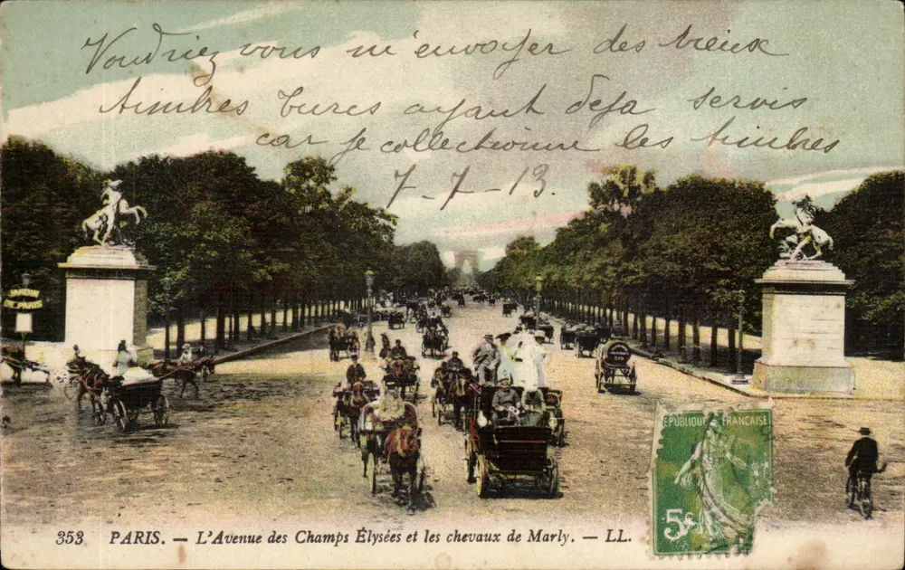 Paris — Die Avenue des Champs Élysées und die Pferde von Marly — LL. — n° 353 - Vorderseite