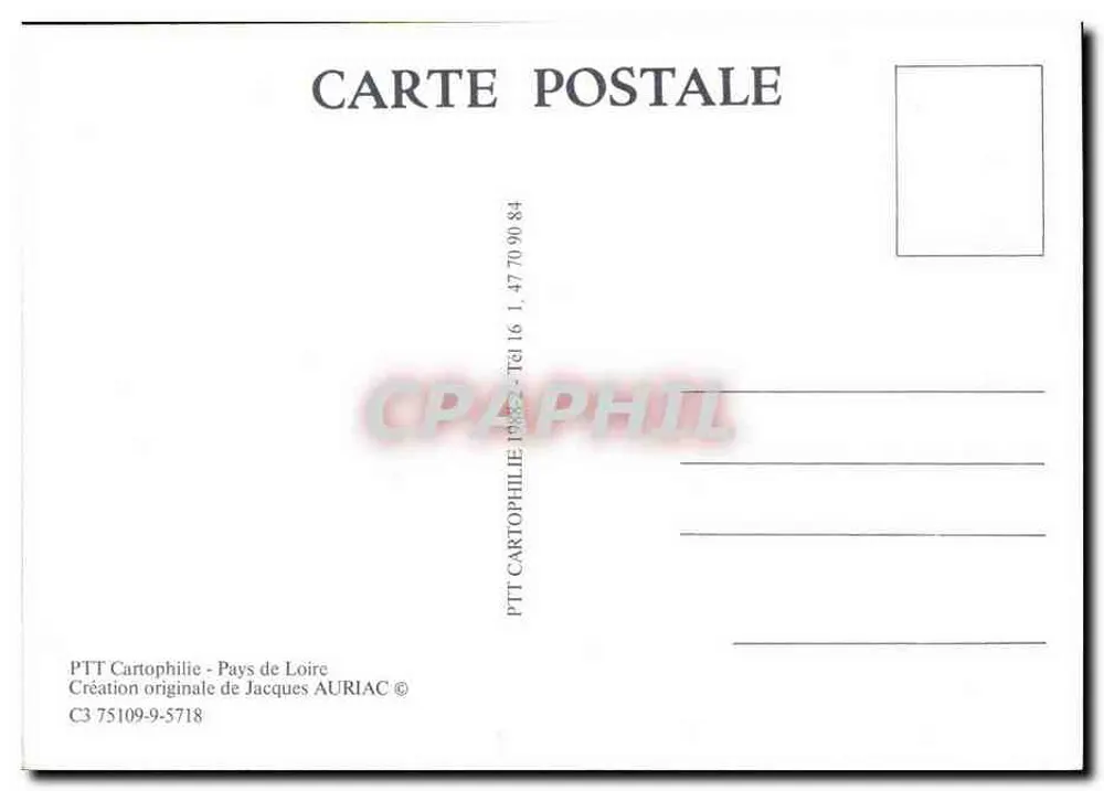 Pays de Loire — Antieke ansichtkaart— oorspronkelijke creatie van Jacques Auriac - Achterkant
