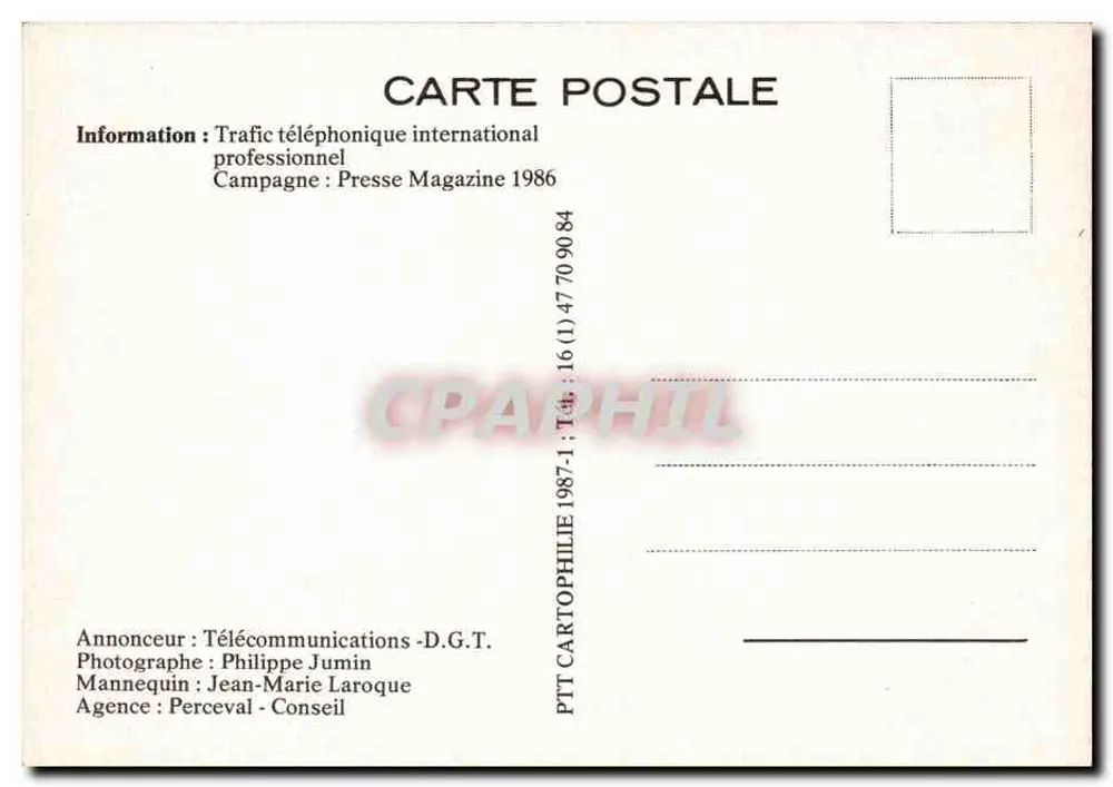 Homem de terno ao aparelho telefônico — publicidade telefônica — Presse Magazine 1986 - Verso