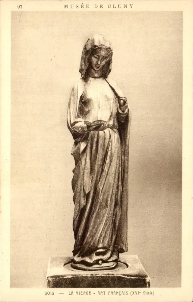 Museum Cluny — Holzstatue der Jungfrau aus dem 16. Jahrhundert — Braun & Cie, Paris - Vorderseite