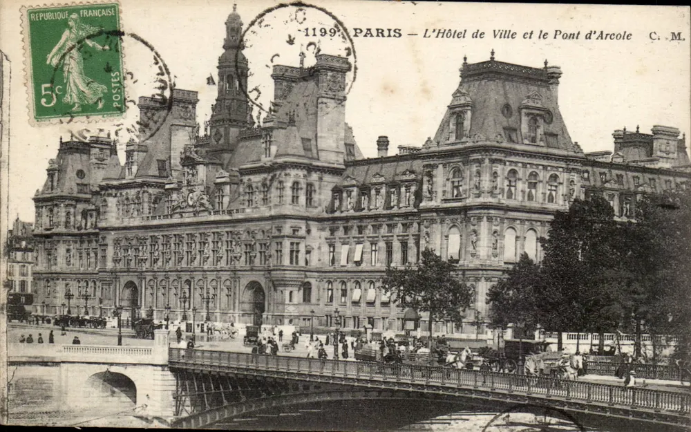 Paris — Das Rathaus und die Pont d'Arcole — C. M. - Vorderseite