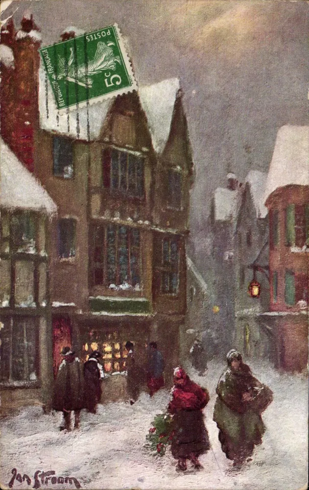 Winterlandschaft in der Stadt — Gemälde von Jon Stream — Verlag M. M. Vienne, Nr. 376 - Vorderseite