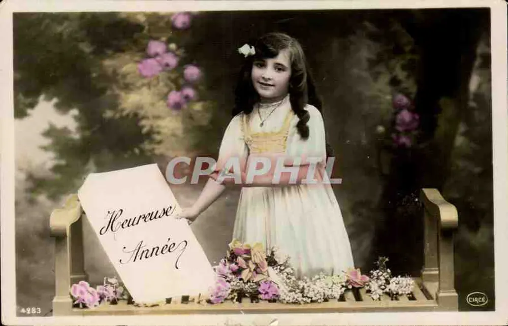 Mädchen mit Schild 'Frohes Neues Jahr' — Zirkus — n° 4283 - Vorderseite