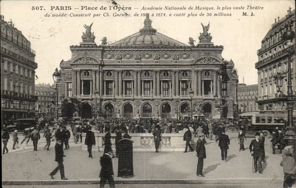 Paris — Place de l'Opéra — Académie Nationale de Musique, das größte Theater der Welt — M. J. — n° 507 - Vorderseite