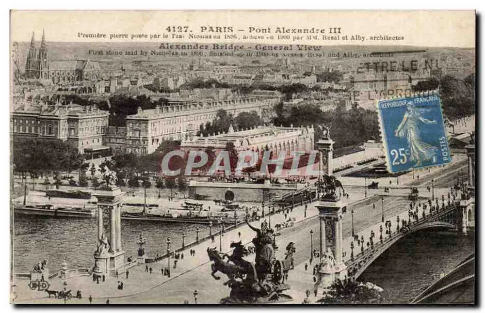 PARYŻ — Most Alexandre III — Ogólny widok — wydawca Imprime Illustre, nr 4127 - Awers